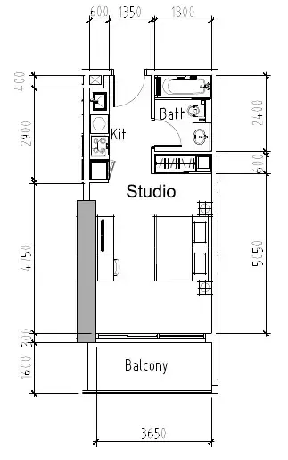 Aykon City Tower Studio floor plan, 420 sqft