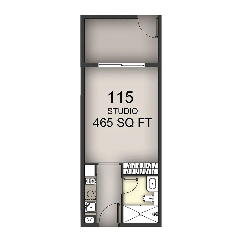 Aizel Tower Studio floor plan, 465 sqft