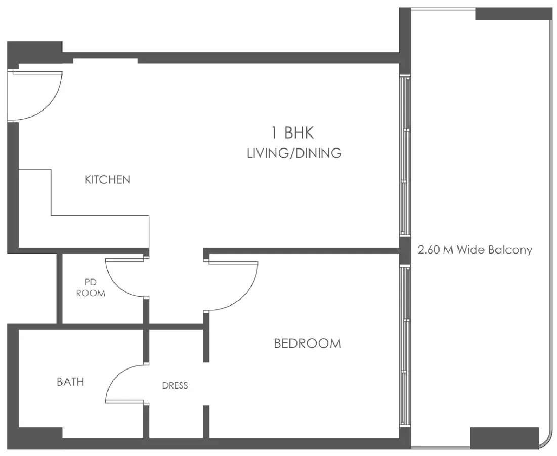 Al Haseen Residences 5 1 bed floor plan, 746 sqft