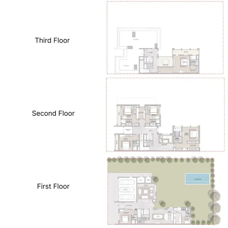 Elwood 6 bed floor plan, 7,193 sqft