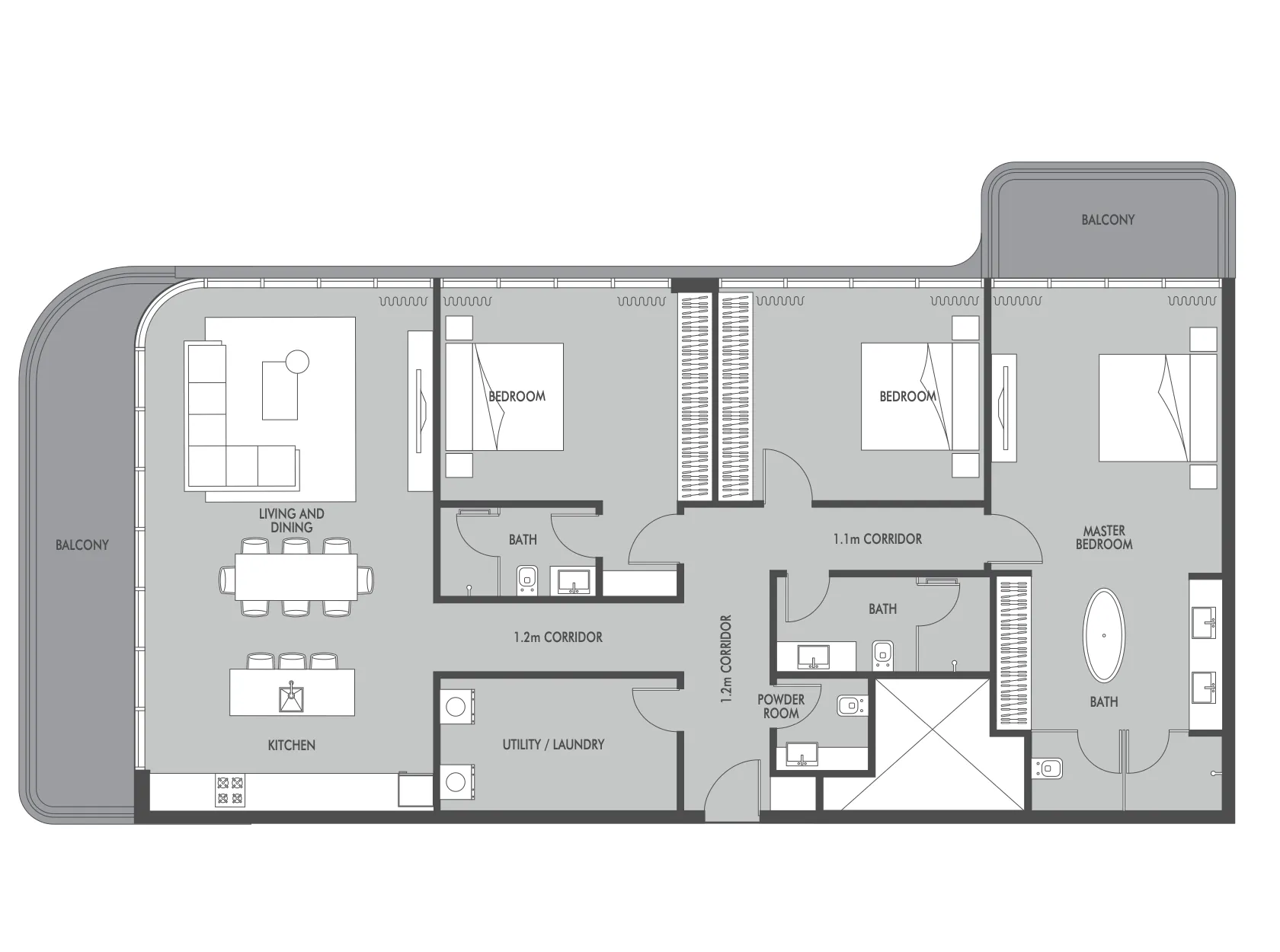Seaside by Prestige One 3 bed floor plan, 2,057 sqft