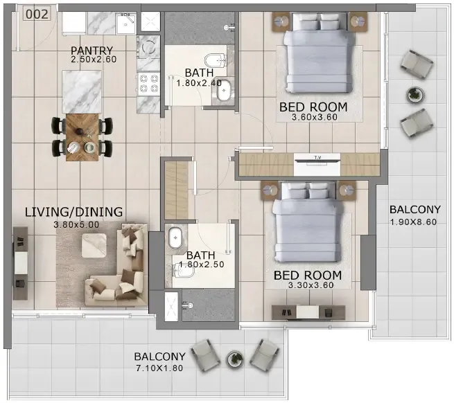 Arlington Park 2 2 bed floor plan, 1,120 sqft