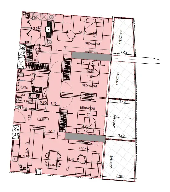 Maybach 6 3 bed floor plan, 1,528 sqft