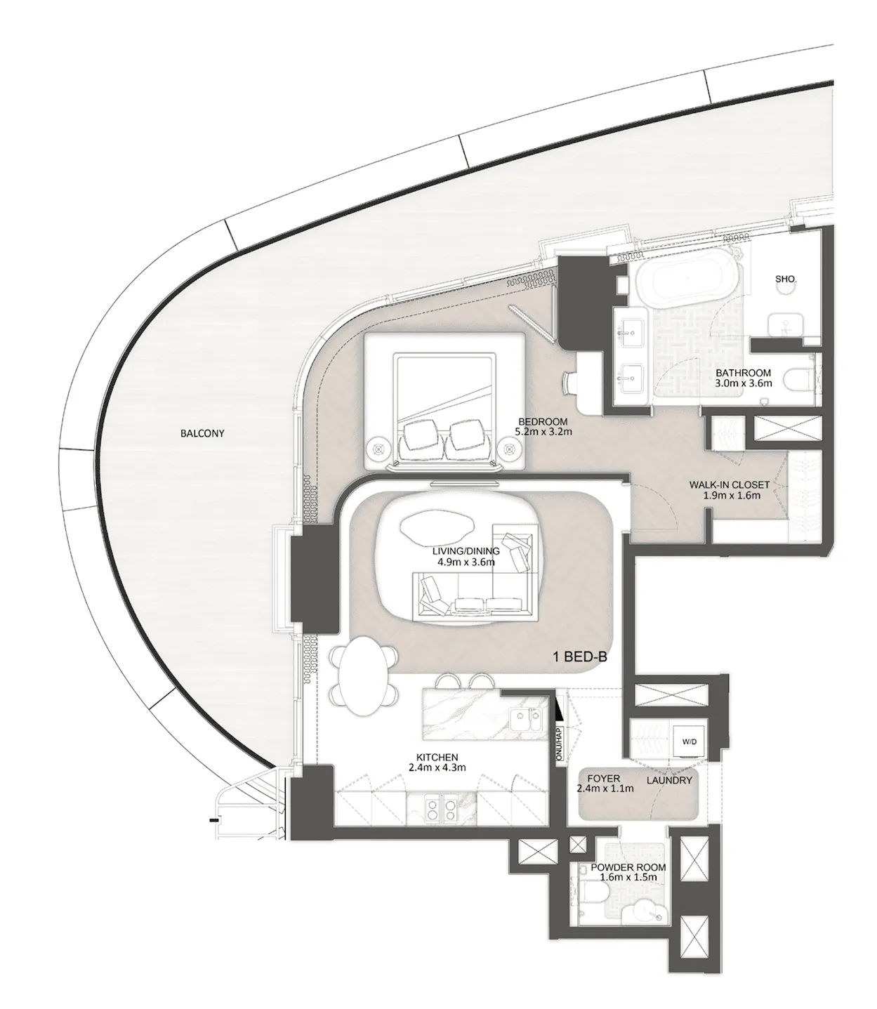 St. Regis The Residences 1 bed floor plan, 1,351 sqft