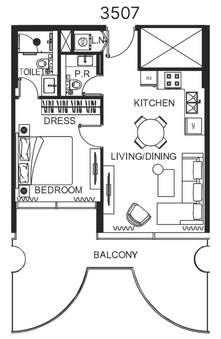 The WOW Tower 1 bed floor plan, 763 sqft