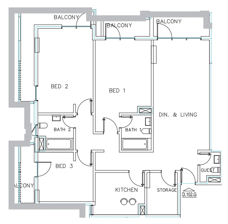 Janayen Avenue 3 bed floor plan, 1,830 sqft