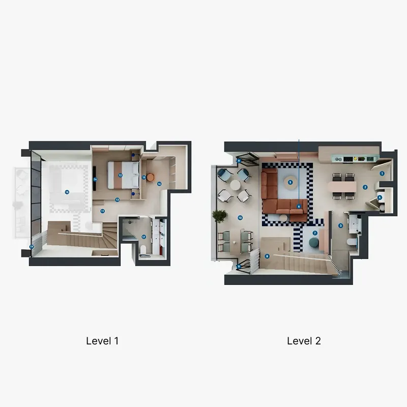 Rove Home Dubai Marina 1 bed floor plan, 1,095 sqft