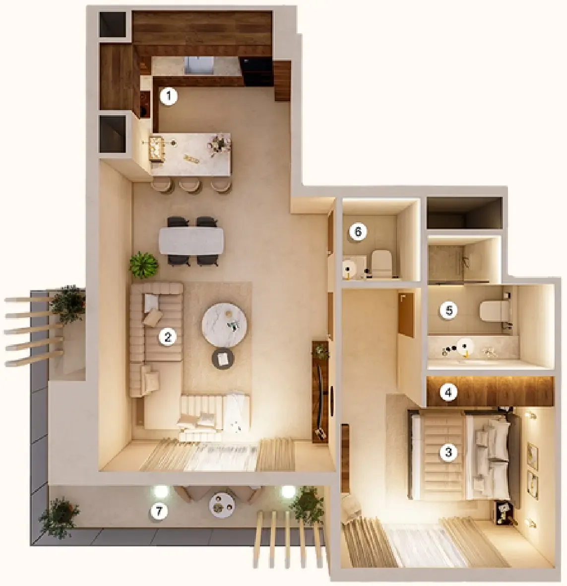 Q Gardens Aliya 1 bed floor plan, 938 sqft