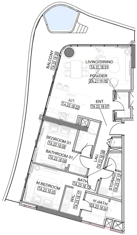 Laguna Residence 2 bed floor plan, 1,738 sqft