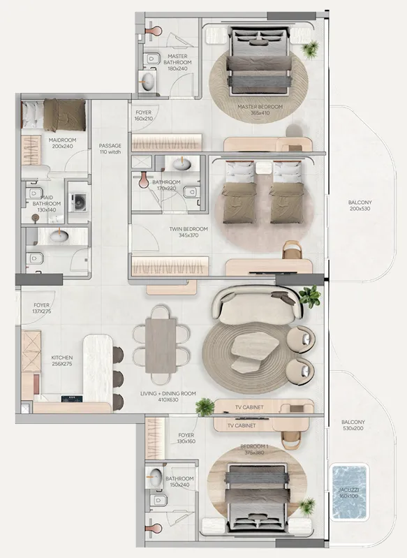 Vestoria Bay 3 bed floor plan, 1,706 sqft