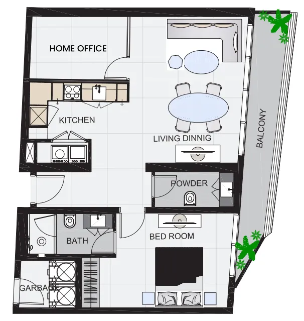 The Community Sports Arena 1 bed floor plan, 881 sqft