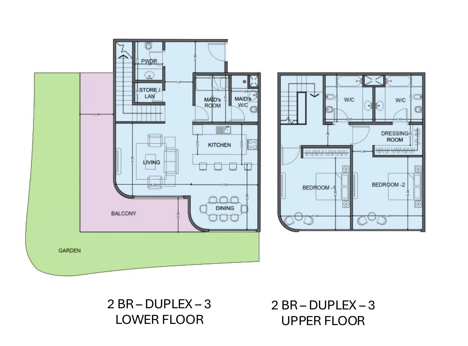One Residence Al Reem Island 2 bed floor plan, 2,435 sqft