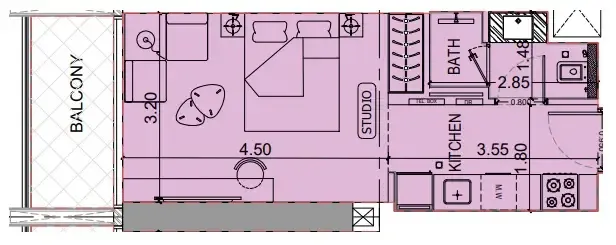 Binghatti Luxuria Studio floor plan, 362 sqft