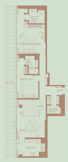 Eden House The Park 2 bed floor plan, 1,934 sqft