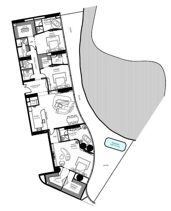 Bugatti Residences by Binghatti 3 bed floor plan, 4,398 – 5,293 sqft