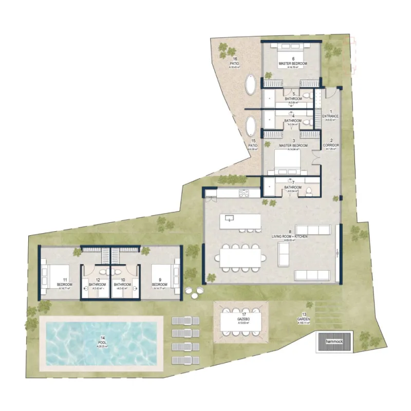 Silawana 4 bed floor plan, 1,743 – 1,846 sqft