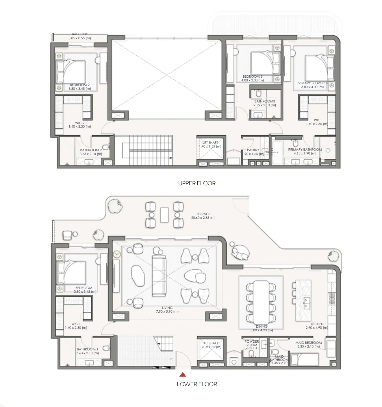 Palm Central Private Residences Phase 2 4 bed floor plan, 3,990 – 3,991 sqft