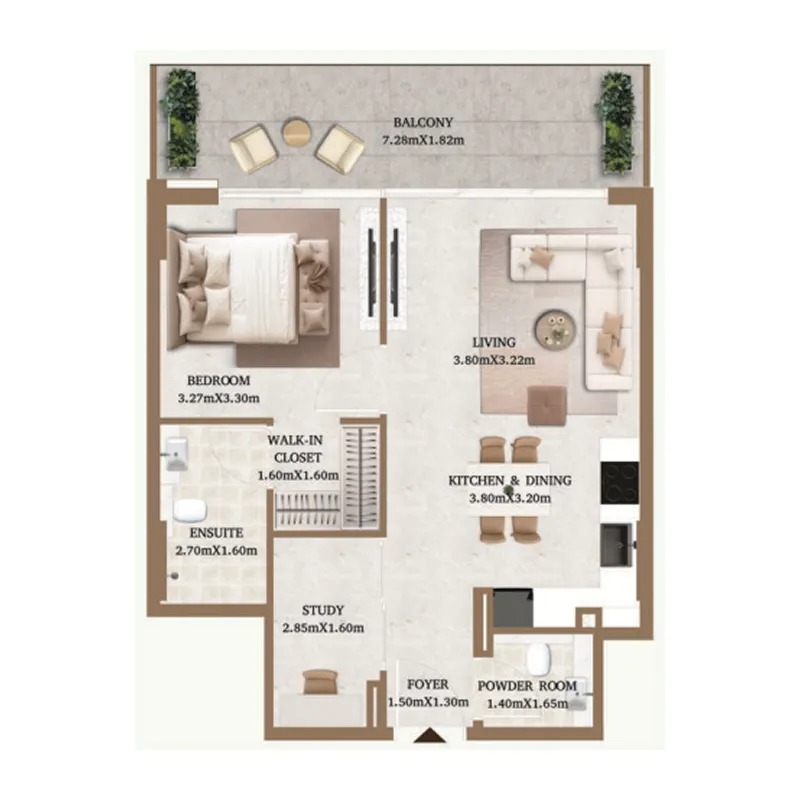 Arthouse Private Residences 1 bed floor plan, 752 sqft