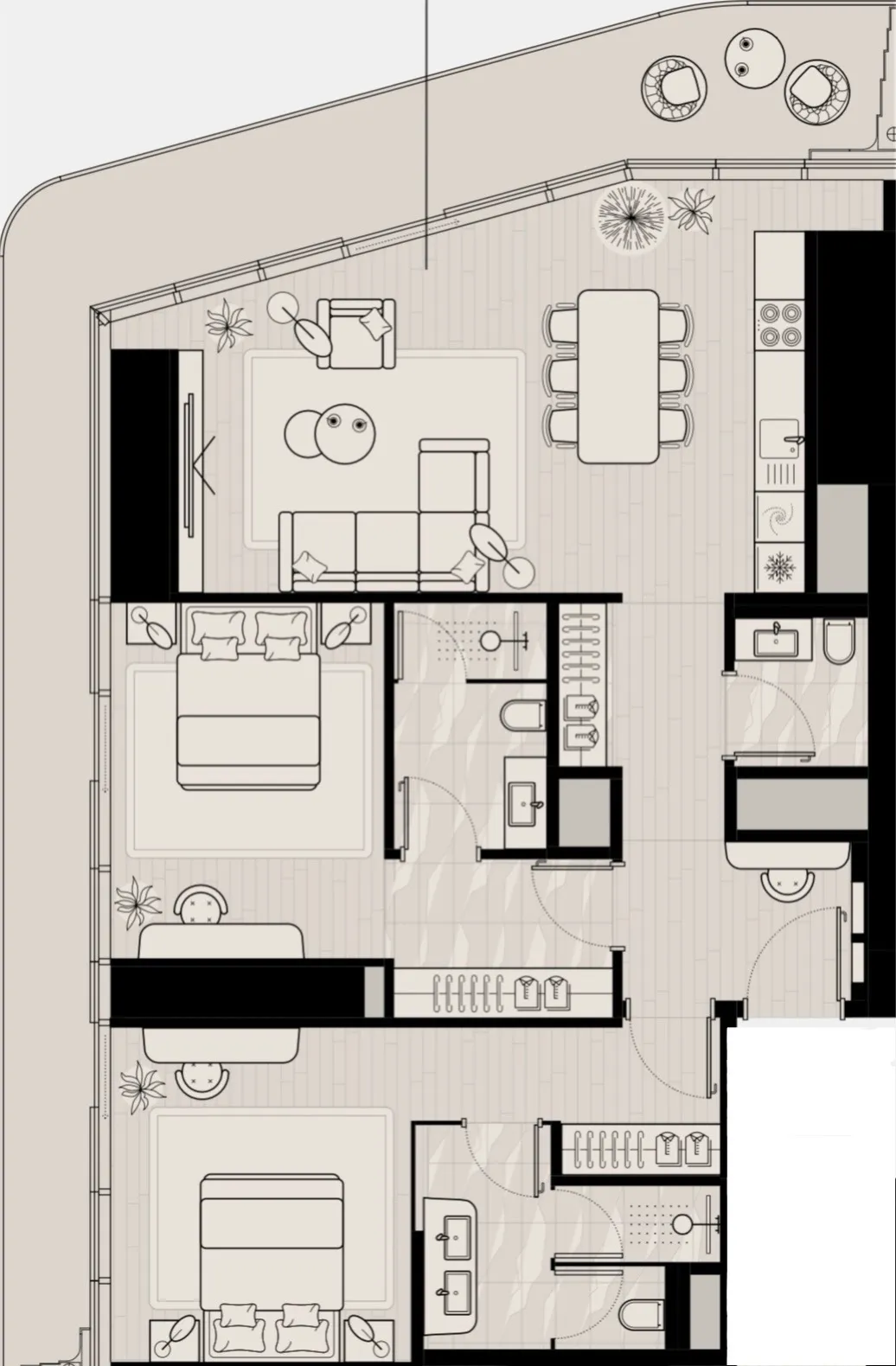 LIV Maritime 2 bed floor plan, 1,608 sqft