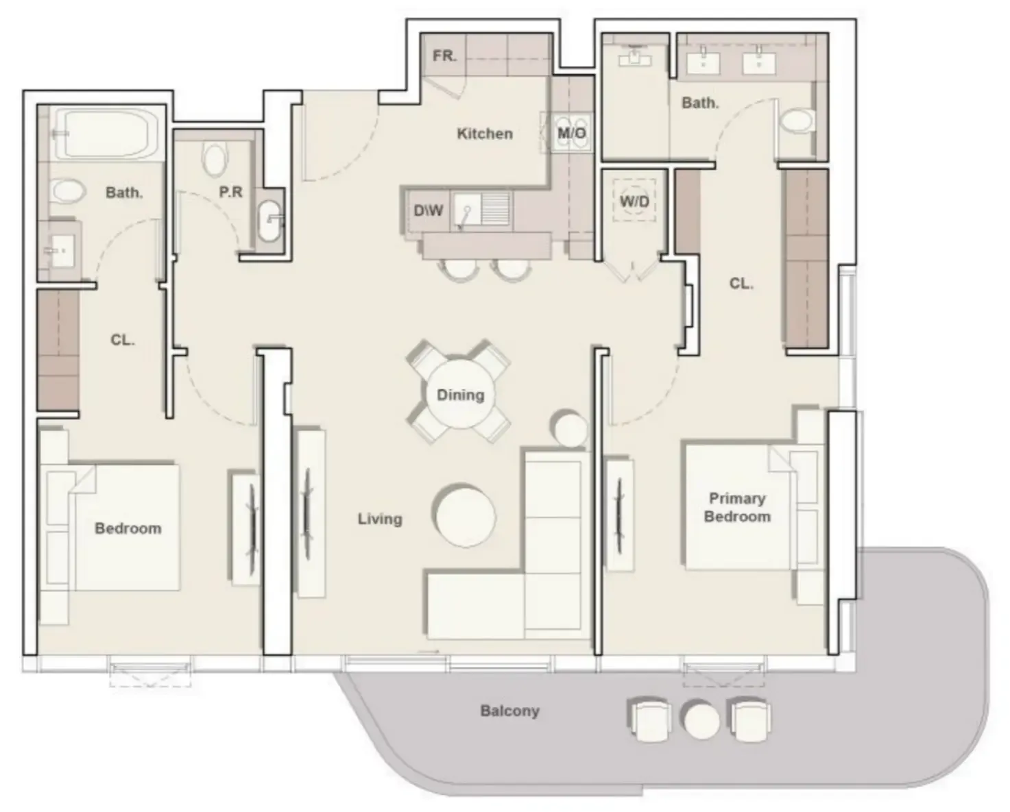 Portside Square 2 bed floor plan, 1,282 sqft