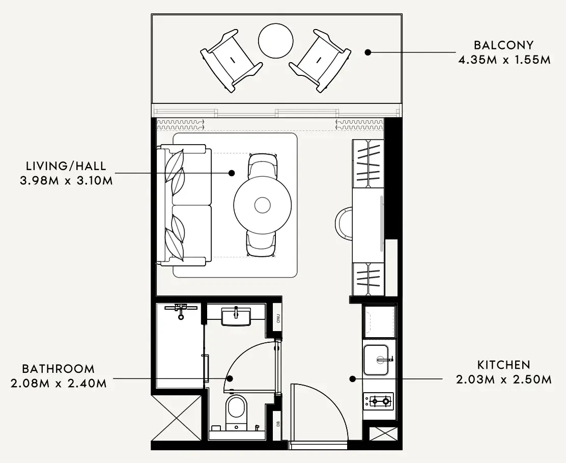 Azizi Milan Studio floor plan, 337 sqft