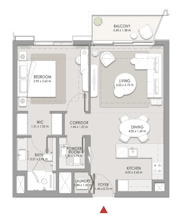 City Walk Crestlane 1 bed floor plan, 844 sqft