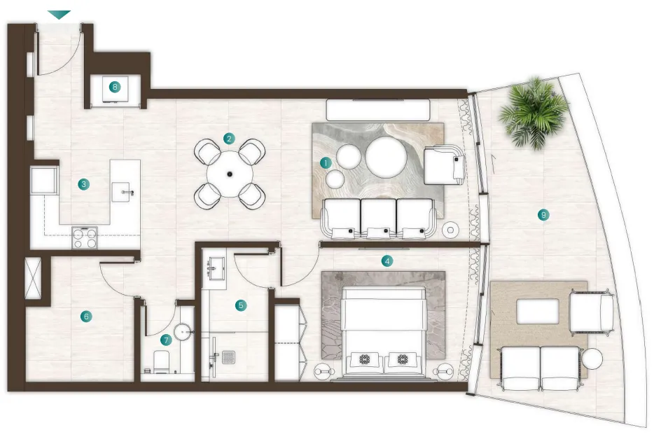 La Mer by Elie Saab 1 bed floor plan, 1,079 sqft