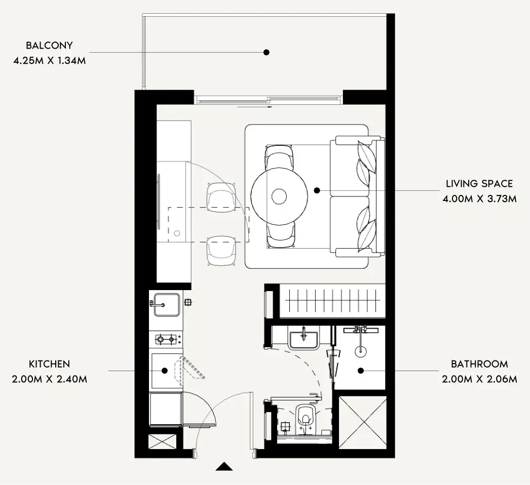 Azizi Leily Studio floor plan, 349 sqft