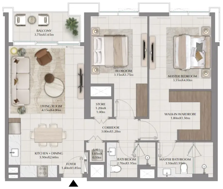 Terra Woods 2 bed floor plan, 1,113 sqft