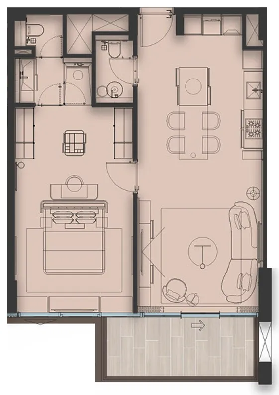 Sea Cliff by Imtiaz 1 bed floor plan, 889 – 927 sqft