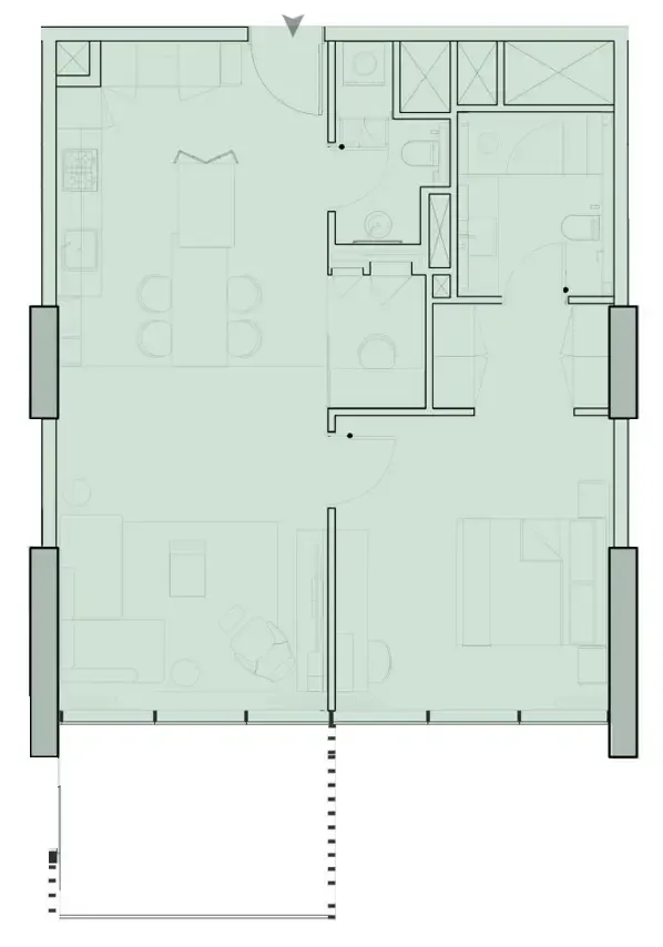 Wynwood Horizon 1 bed floor plan, 931 sqft