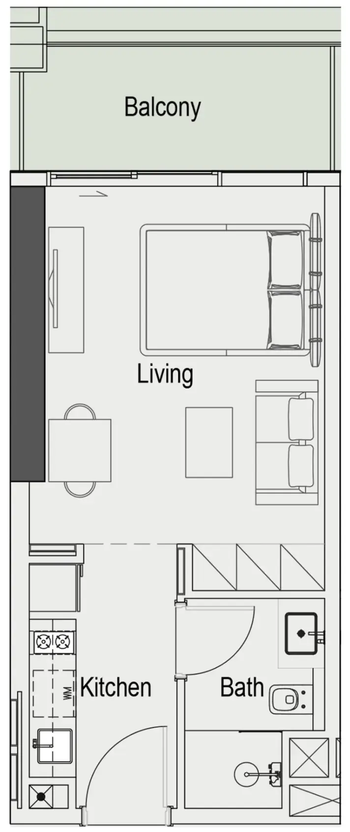 Sierra by Iman Studio floor plan, 417 sqft