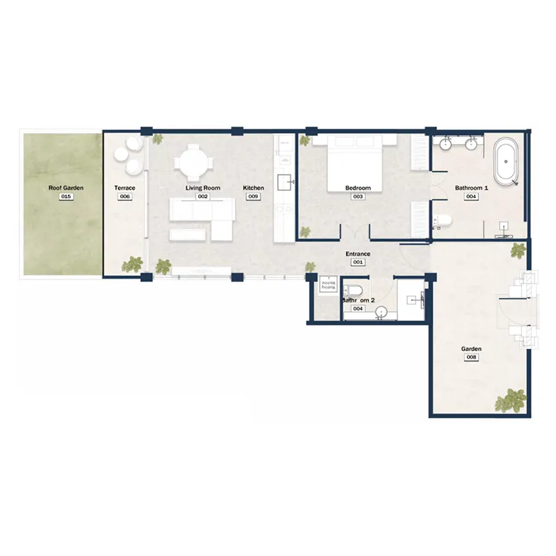 Silawana 1 bed floor plan, 631 – 685 sqft