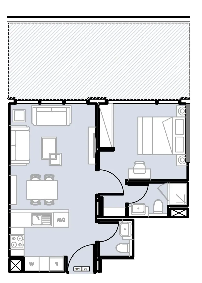 Verdana III 1 bed floor plan, 742 sqft