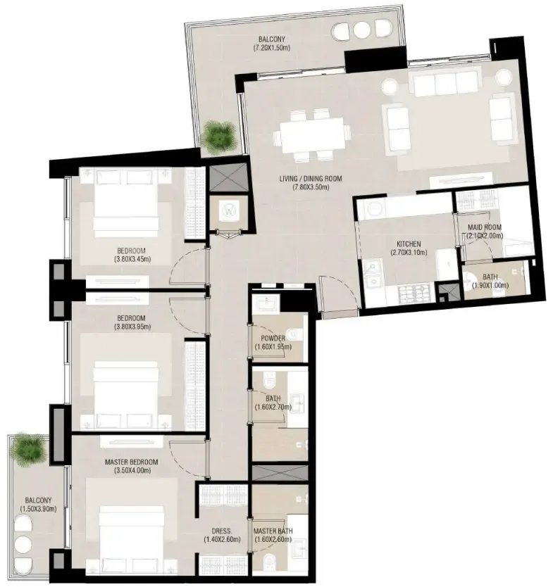 Camden 3 bed floor plan, 1,584 sqft