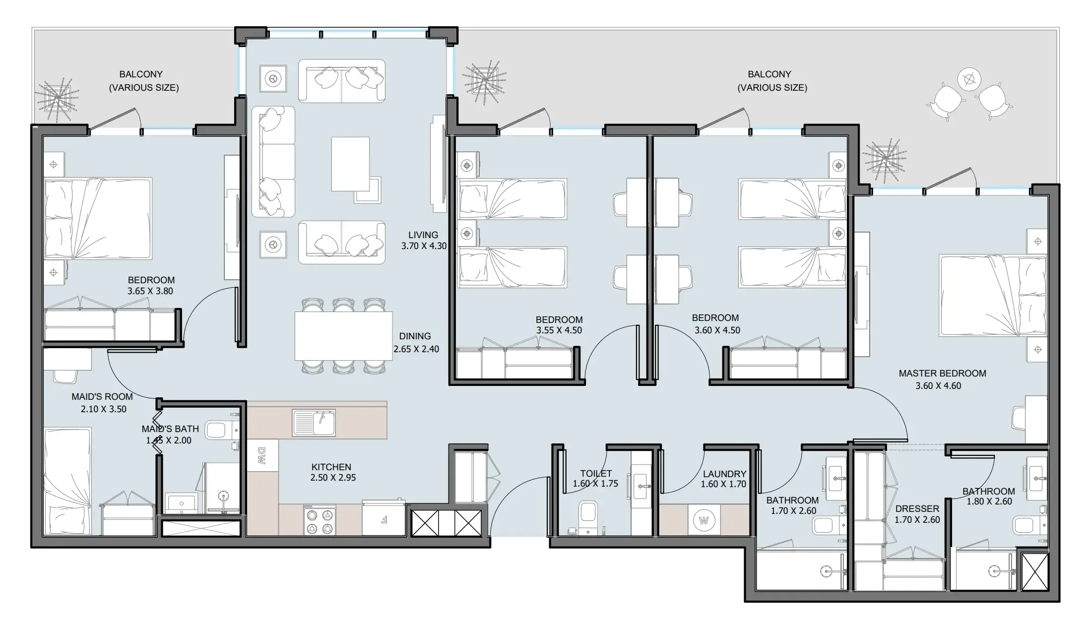 The District 4 bed floor plan, 1,958 sqft