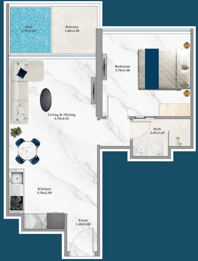 Timez Studio floor plan, 387 sqft
