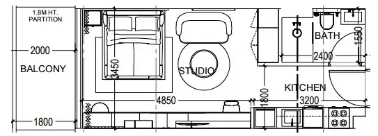 Al Haseen Residences 6 Studio floor plan, 393 sqft