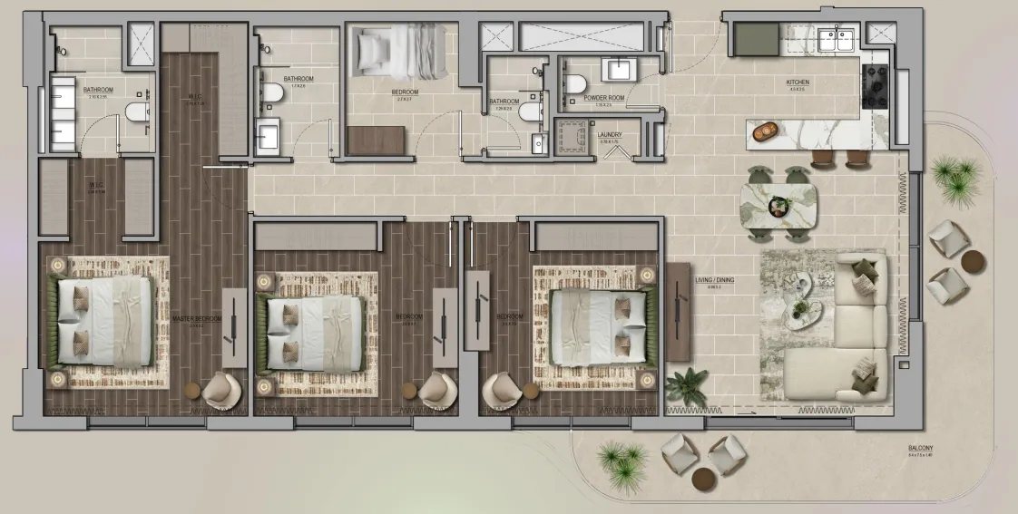 Yas Park Place 3 bed floor plan, 1,755 sqft