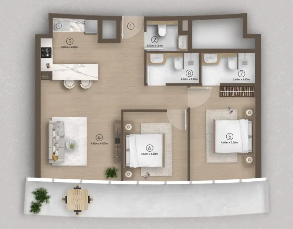 Azure by Lapis 2 bed floor plan, 1,081 sqft