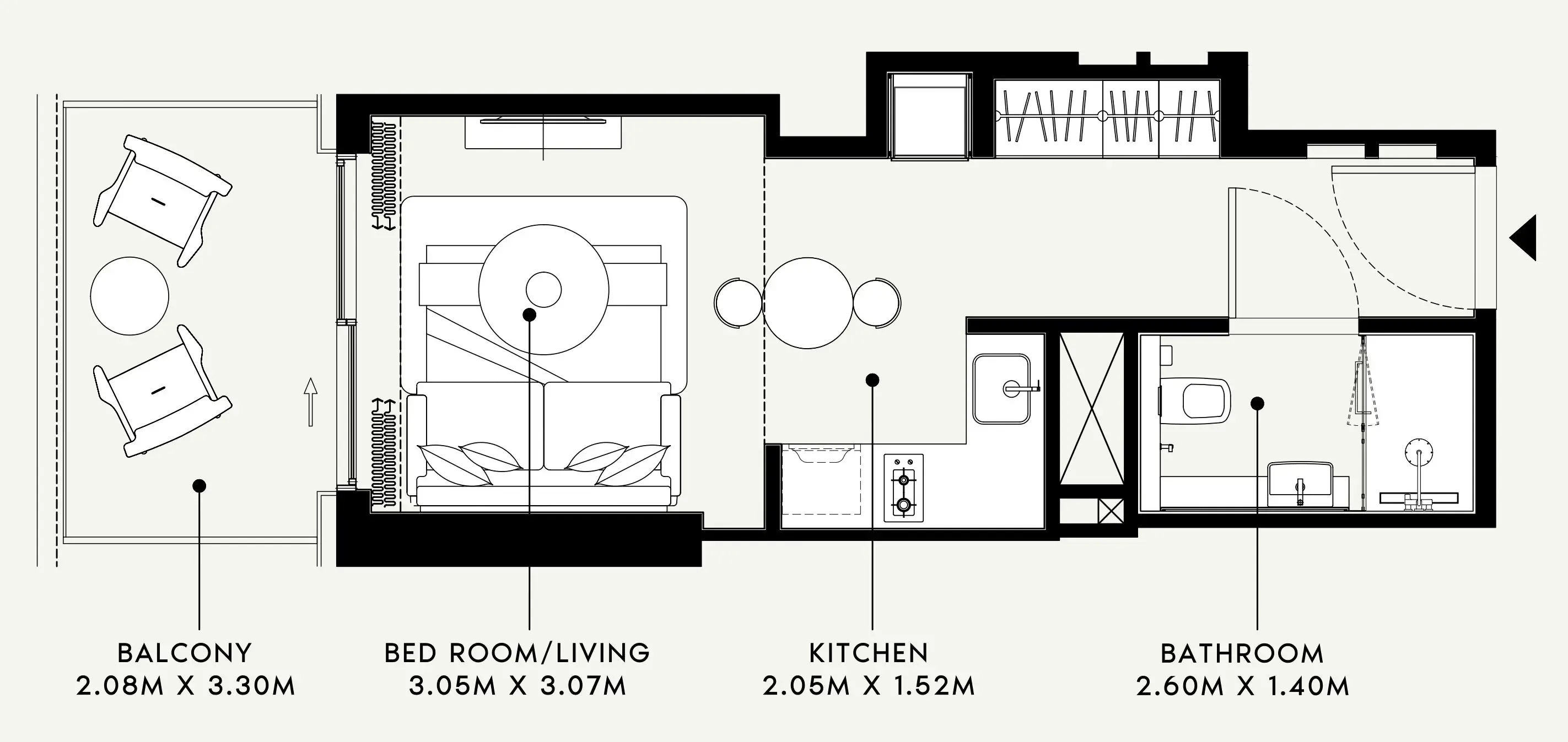Azizi Venice Studio floor plan, 386 sqft