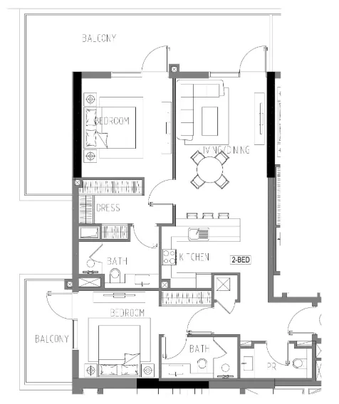 Damac Riverside Views 2 bed floor plan, 1,442 sqft