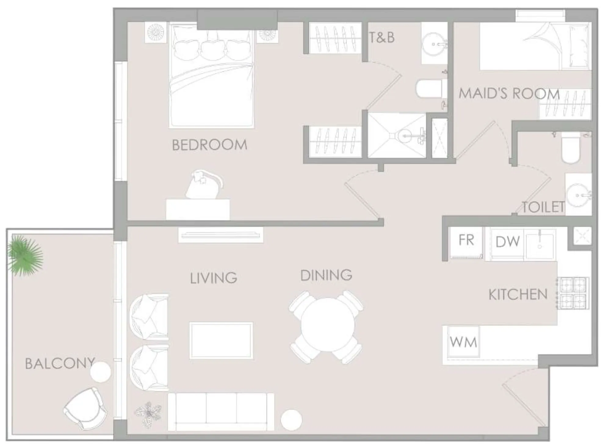 IR1DIAN Park 1 bed floor plan, 837 sqft