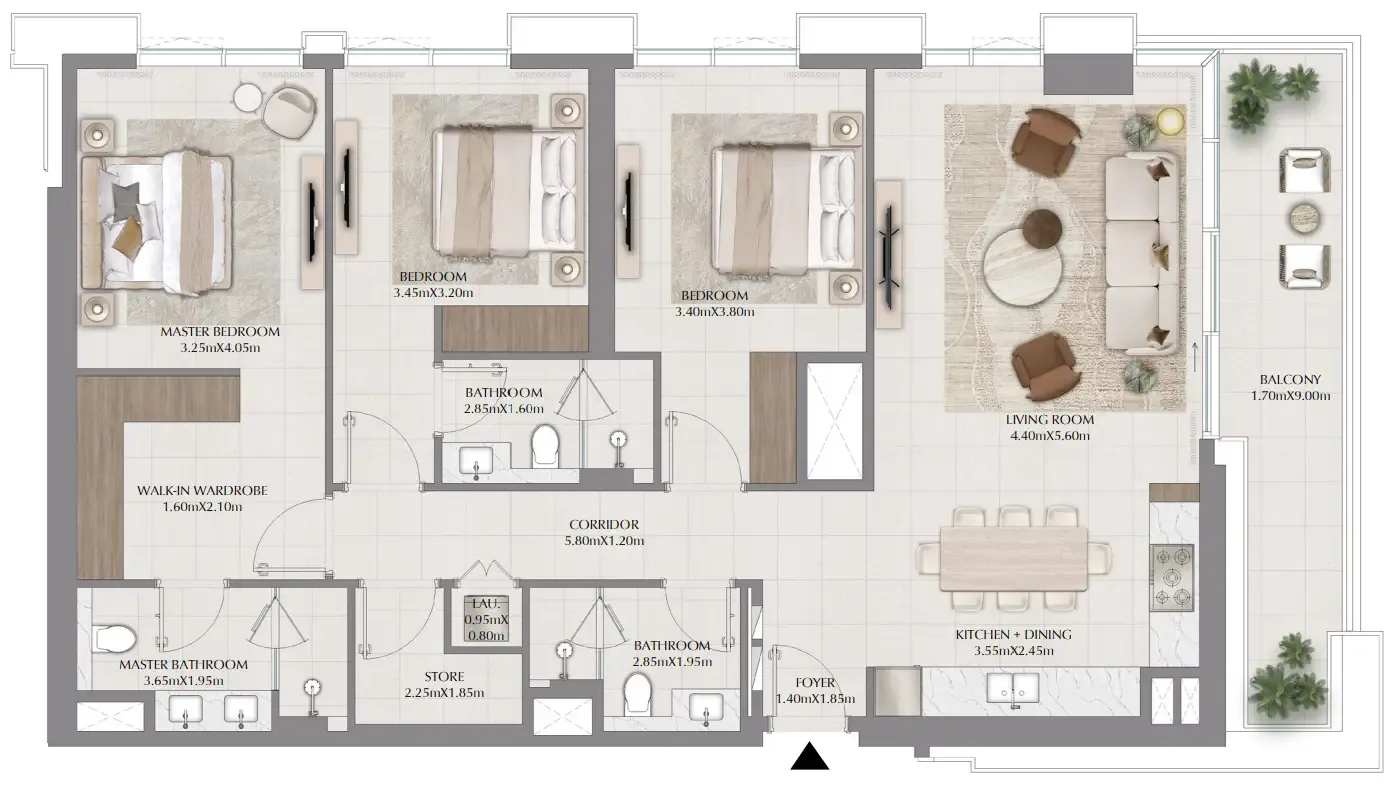 Terra Gardens 3 bed floor plan, 1,676 sqft