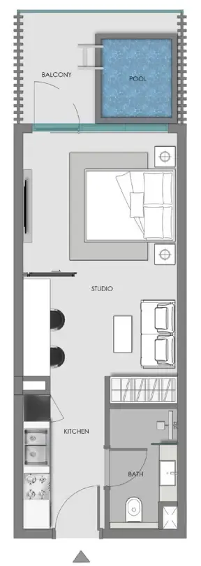 Samana Imperial Garden Studio floor plan, 425 sqft