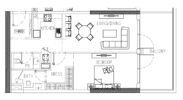 Damac Riverside Views 1 bed floor plan, 946 sqft