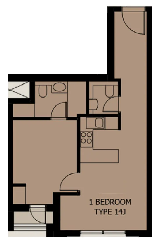 Al Mamsha Sharjah 1 bed floor plan, 628 sqft