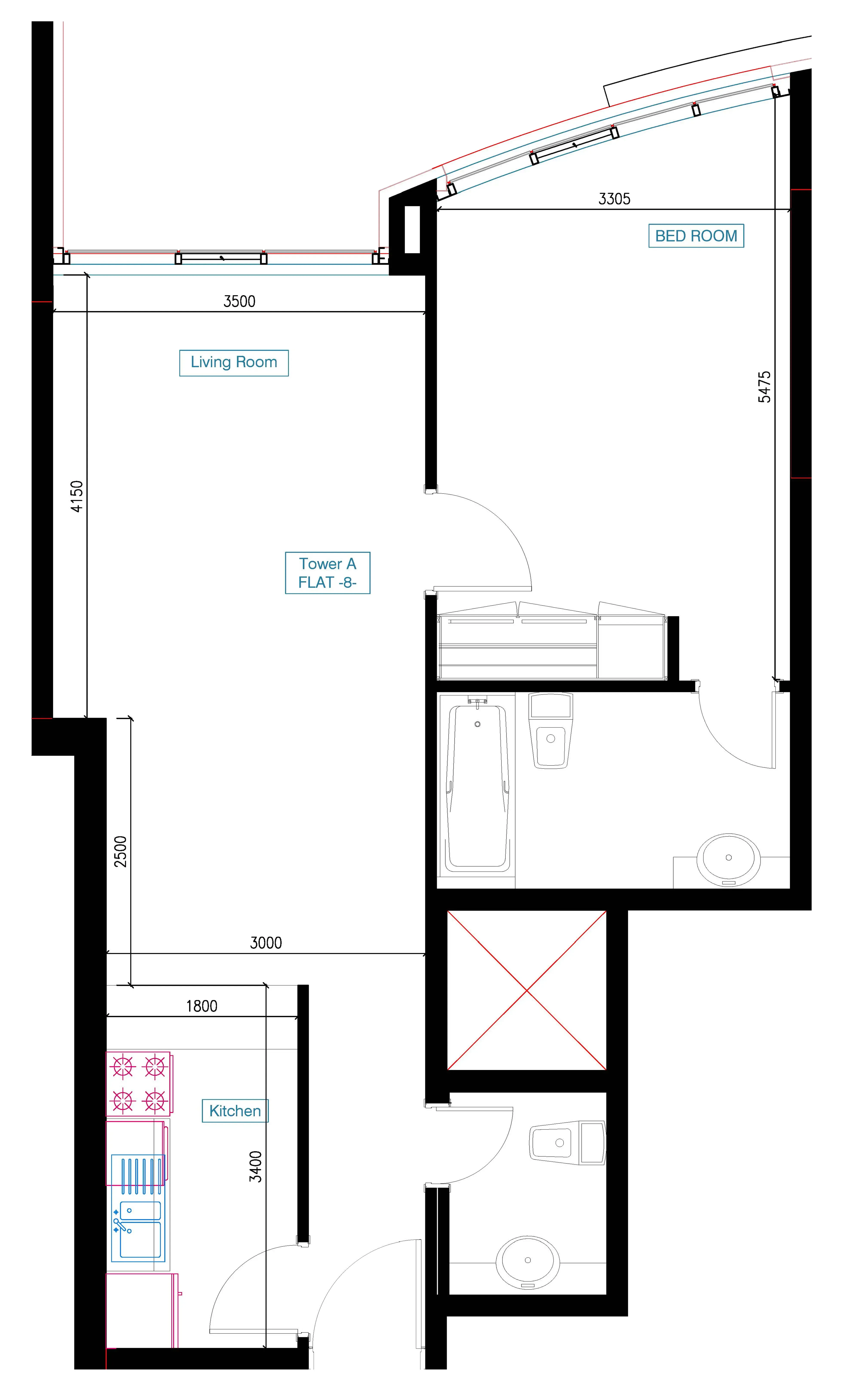 Mars Residences 1 bed floor plan, 707 sqft