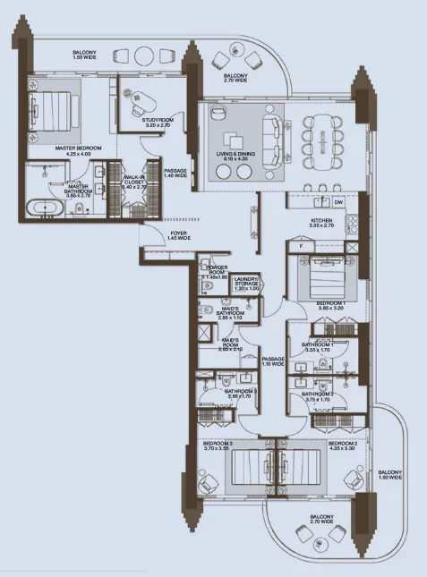 Atelis 4 bed floor plan, 2,860 sqft