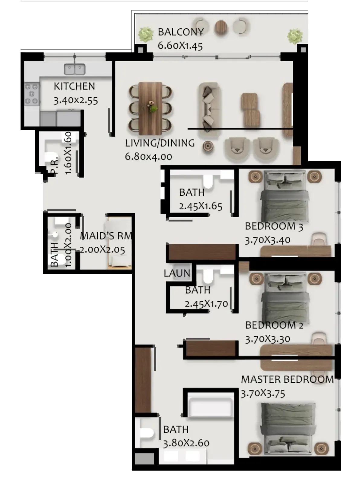 Boulevard Park at Wasl Gate 3 bed floor plan, 1,715 sqft